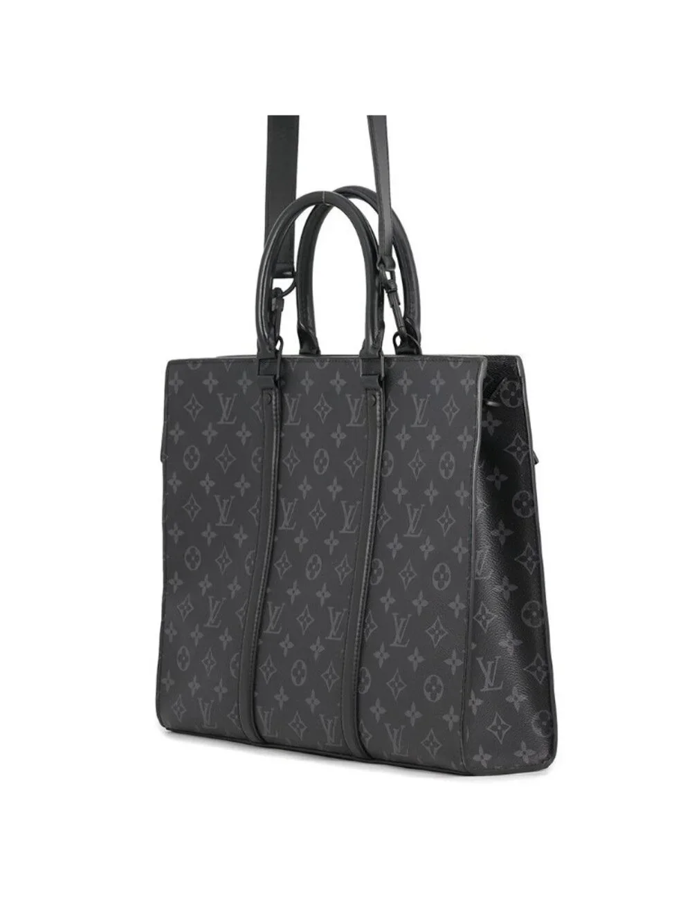 Louis Vuitton Tote Bag Monogram Eclipse Sac Plat Horizontal Zip 2-Way Business